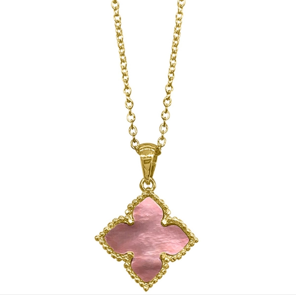 NWT Adornia Gold Plated Pink Flower Pendant Necklace
